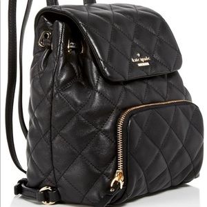 Kate Spade leather mini black quilted drawstring backpack